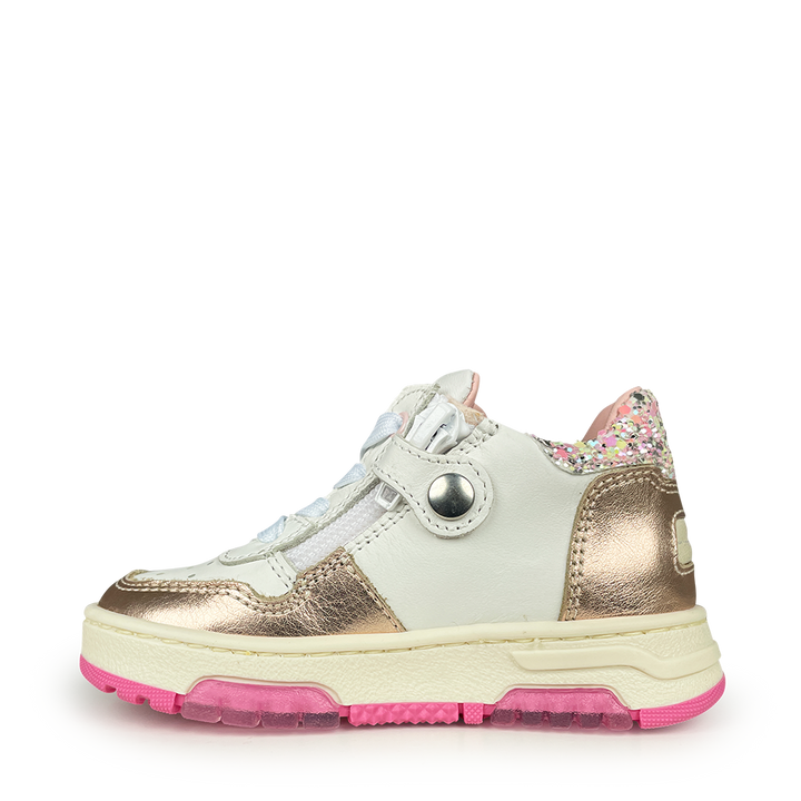 White sneaker with pink glitter