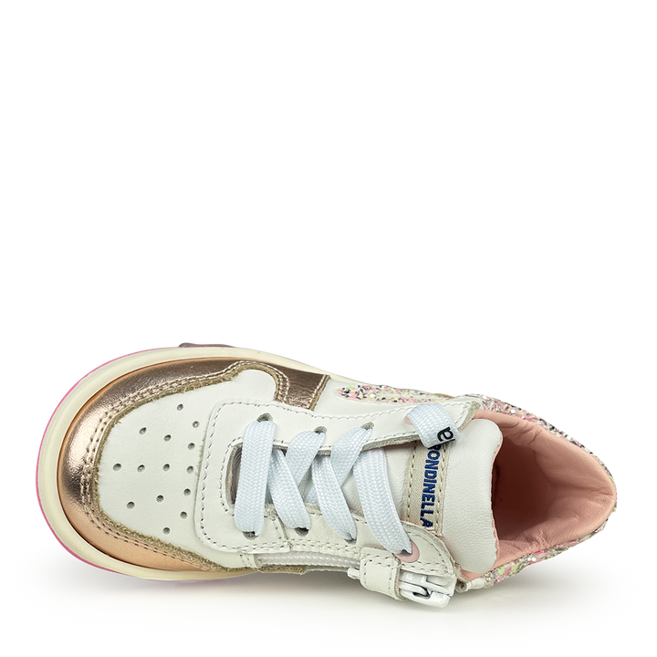 White sneaker with pink glitter