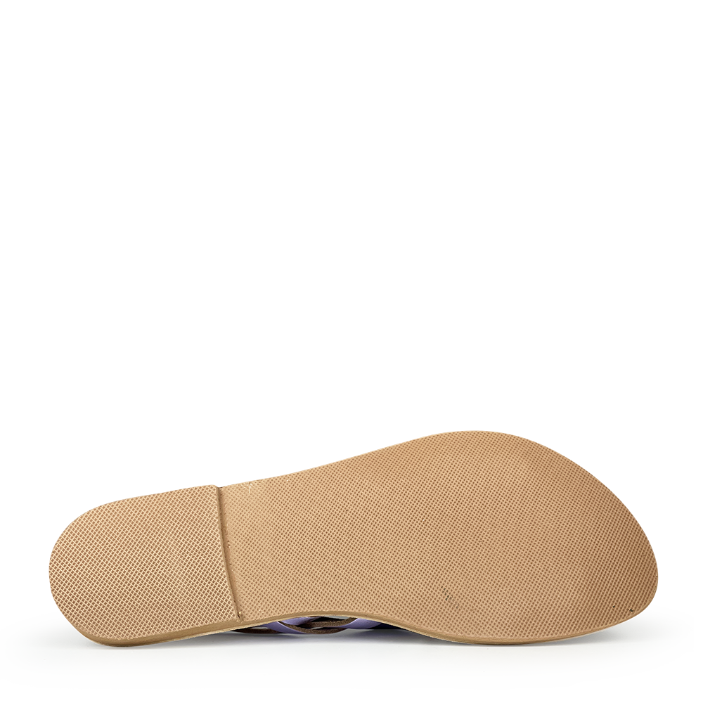 Stijlvolle naturel en gouden lederen slippers