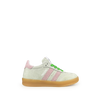 Mint colored sneaker with pink