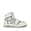 White sneaker with black lines