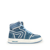 Jeans sneaker met witte lijnen