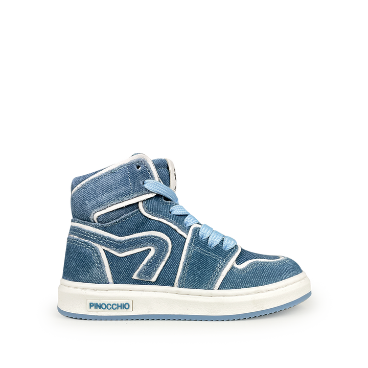 Jeans sneaker met witte lijnen