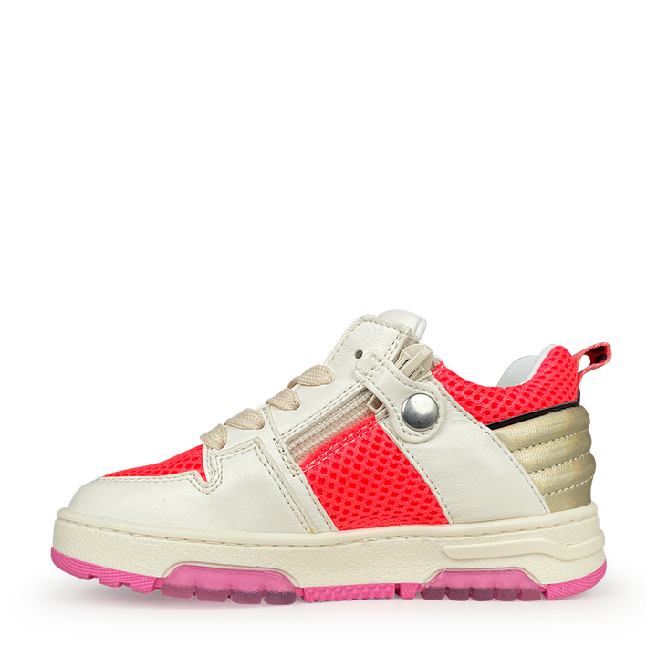 White sneaker with fluorescent pink