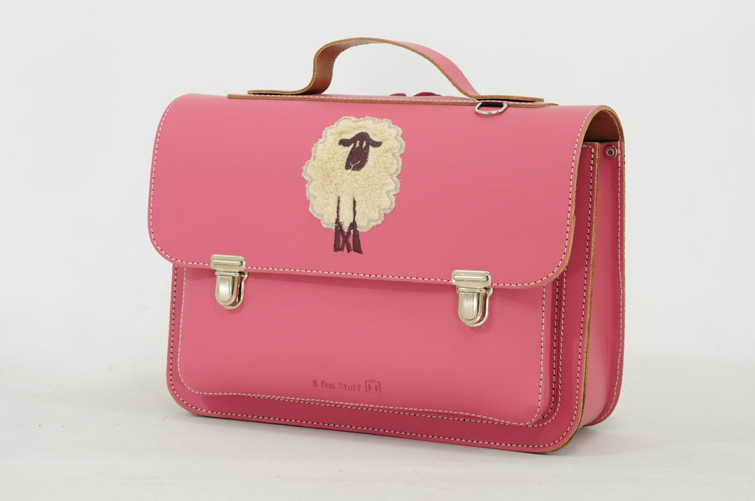 Leather toddler bag sheep in pink