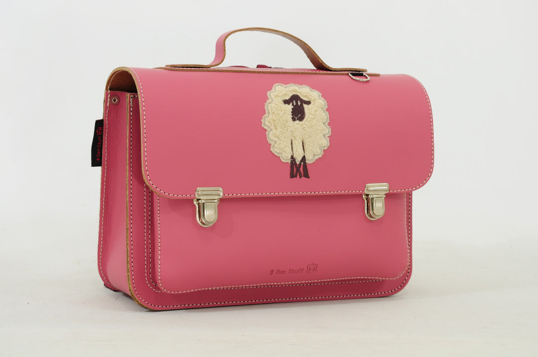 Leather toddler bag sheep in pink