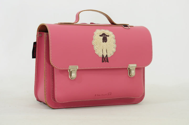 Leather toddler bag sheep in pink