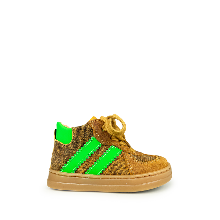 Sneaker bruin met groen