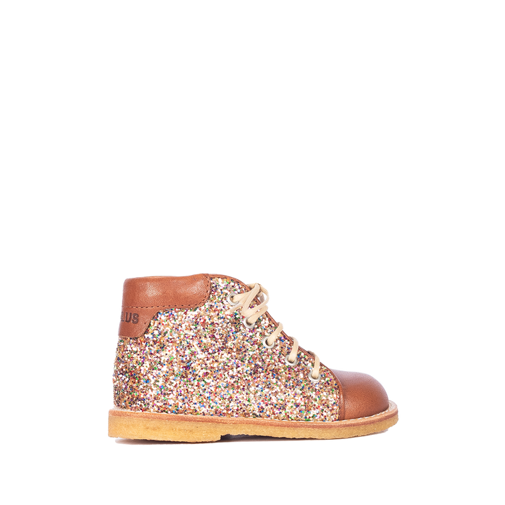 Bottine cognac glitter