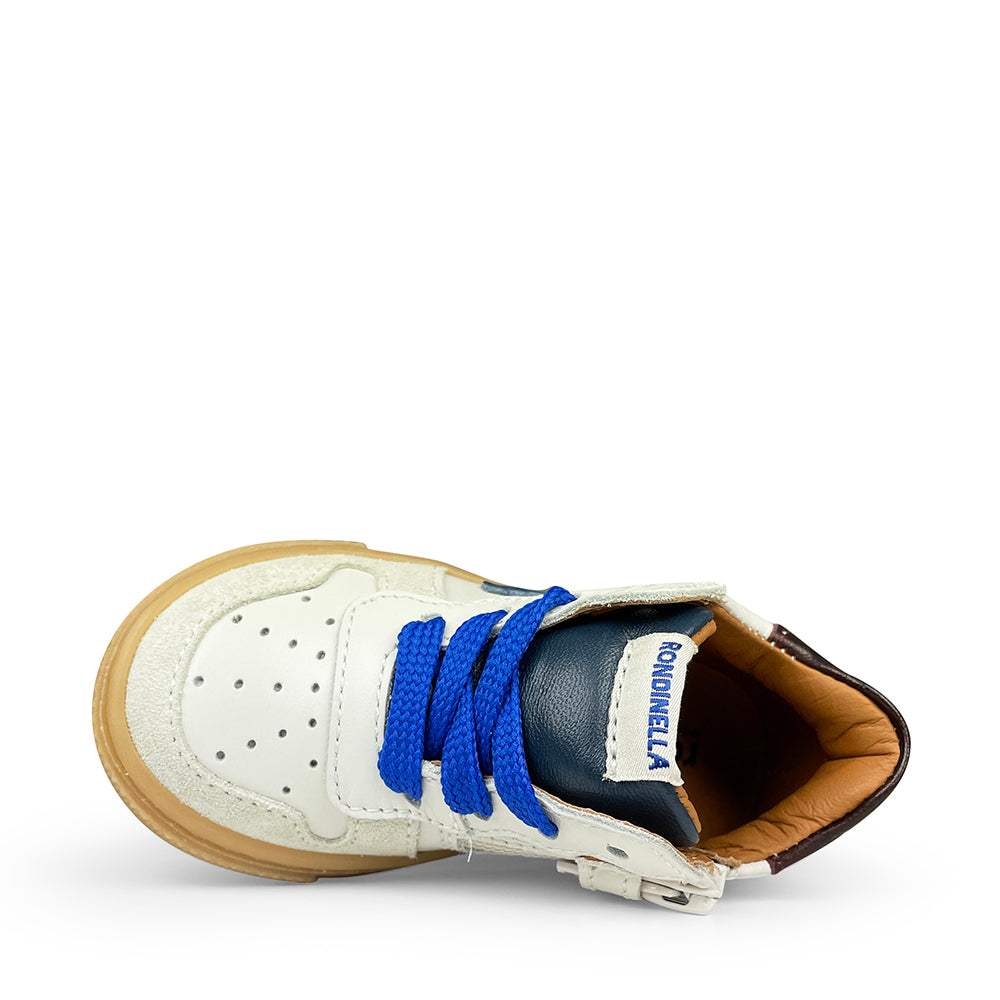 White sneaker with blue