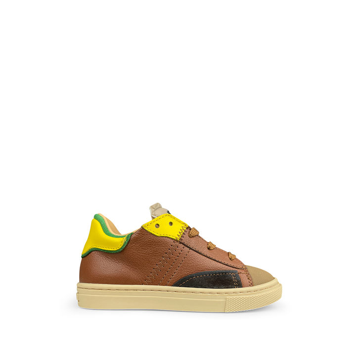 Brown sneaker with rubber top