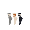 3-pack socks in blue, beige and gray