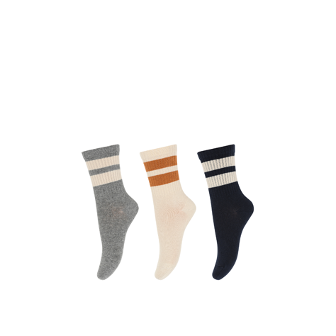 3-pack socks in blue, beige and gray