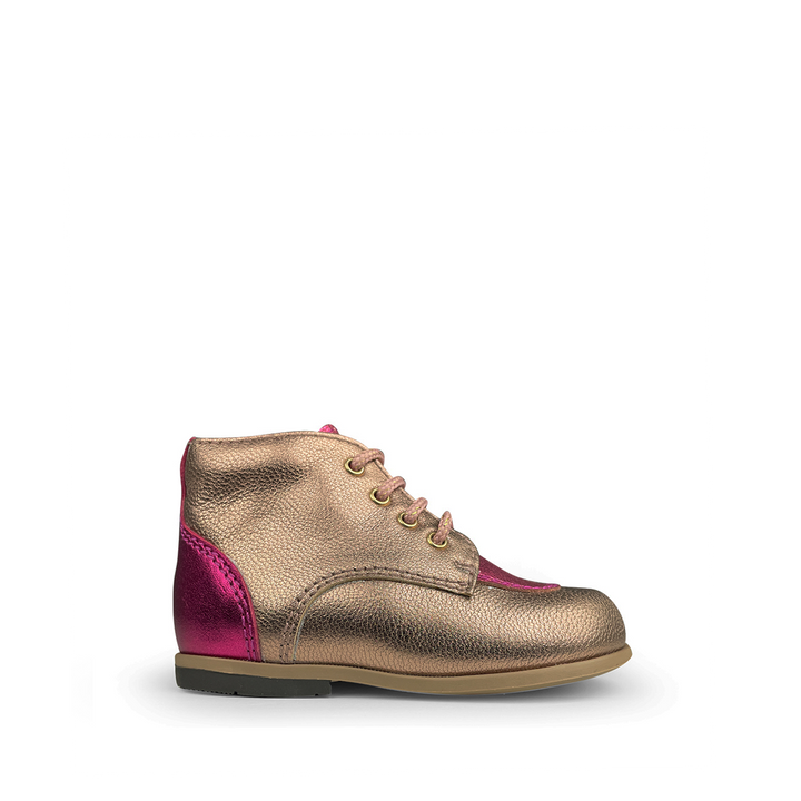 Lace-up shoe pink metallic