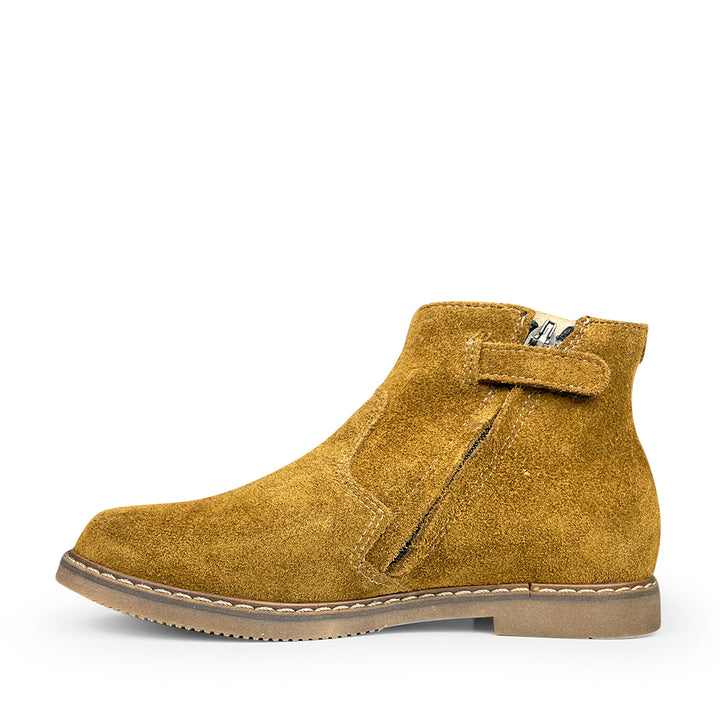 Korte laars in bruin nubuck met bloemetjes