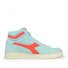 Halfhoge turquoise sneaker met koraal logo