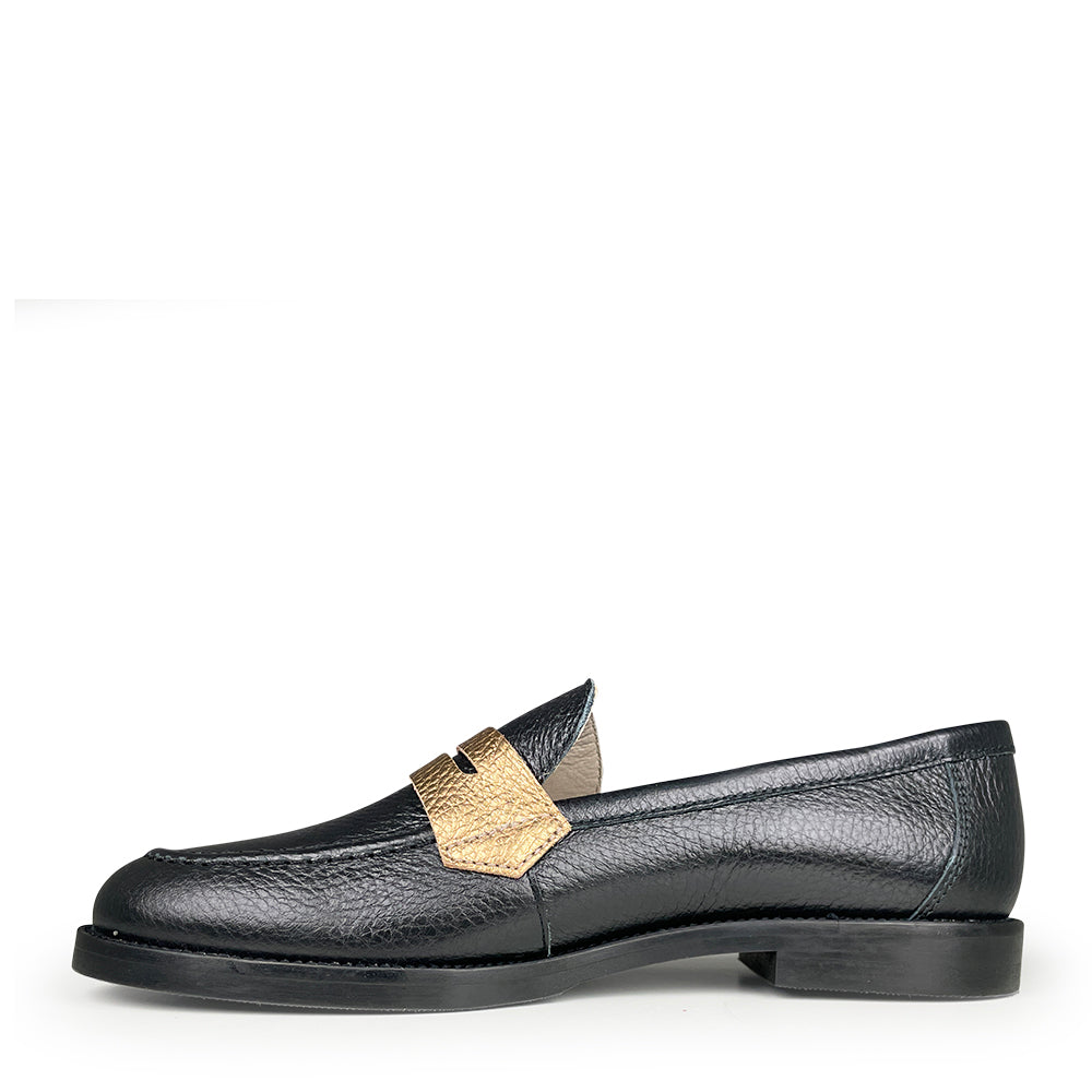 Zwarte loafer met goud