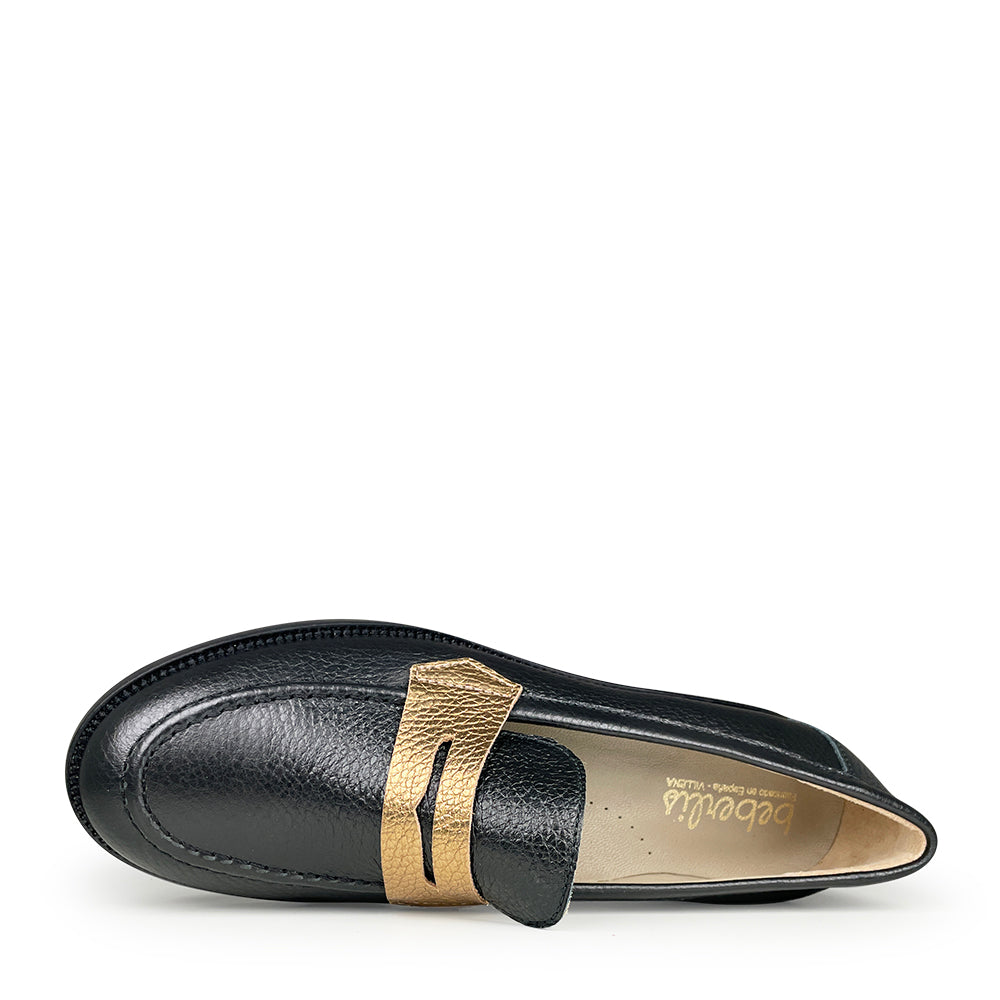 Loafer zwart met goud