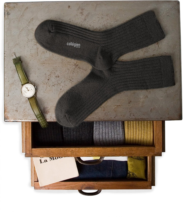 Mid-high socks wool-cashmere smoky