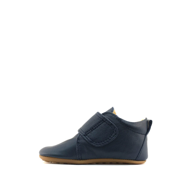 Lederen pantoffel met velcro in blauw