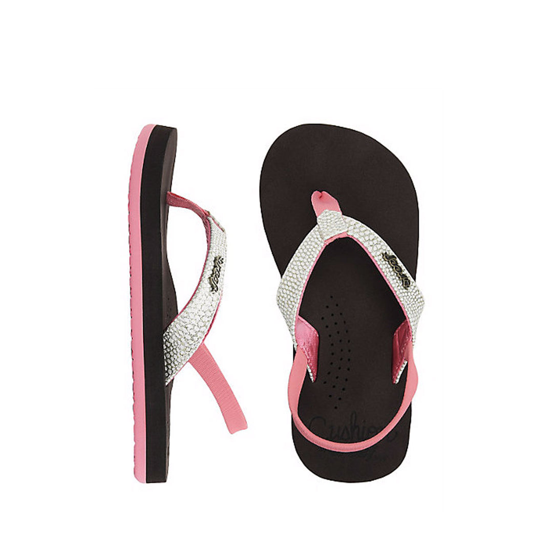 Teenslipper in roze en glitter beige