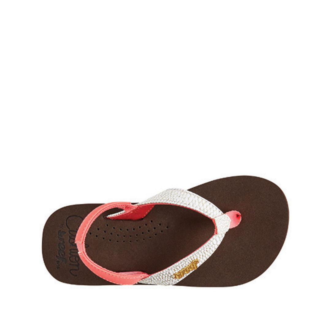 Pink and glitter beige flip-flops