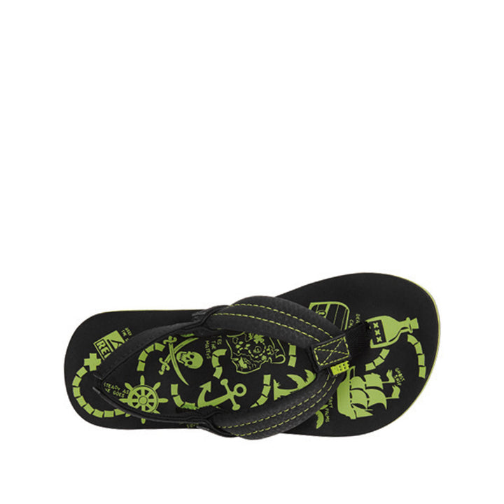 Green printed flip-flops