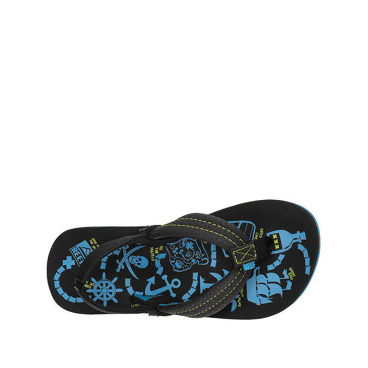 Blue printed flip flops