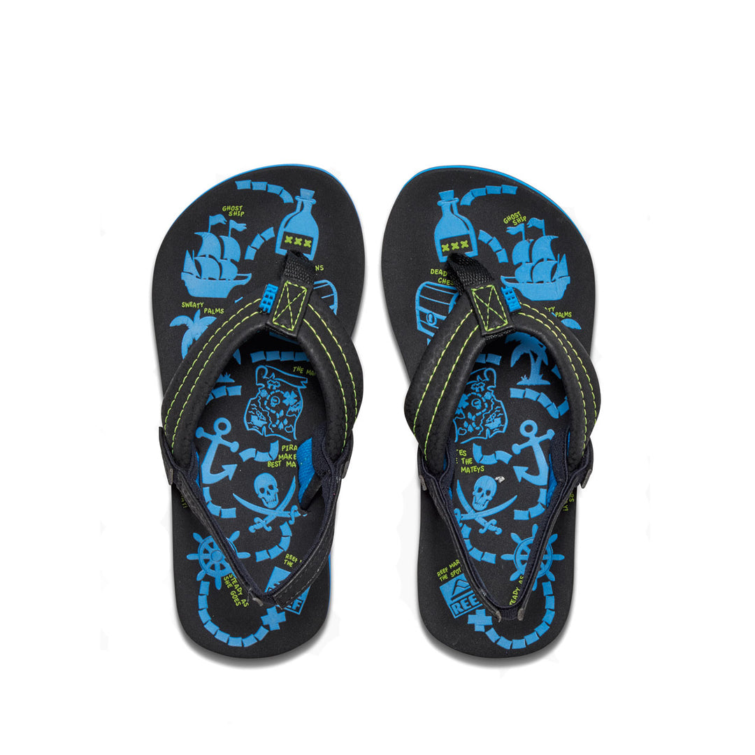 Blue printed flip flops