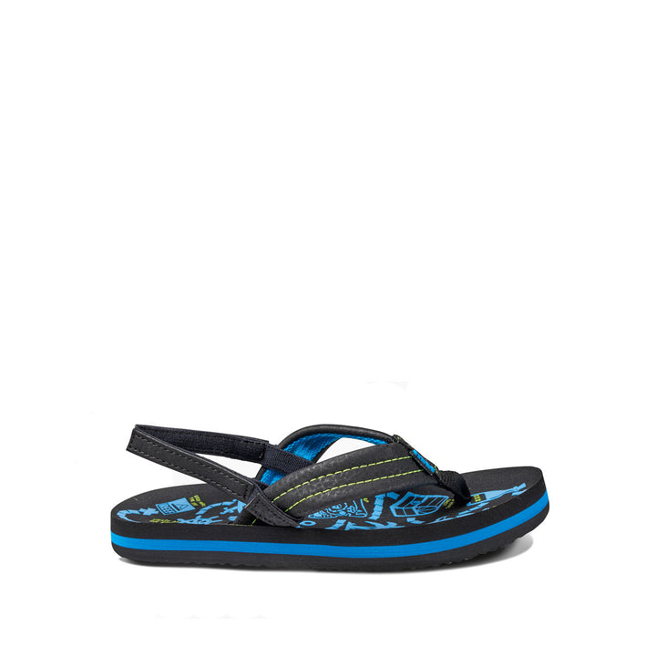 Blue printed flip flops