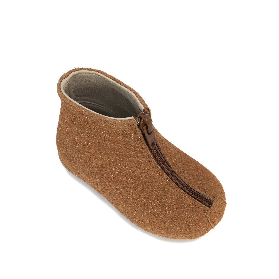 Baby slipper brown glitter