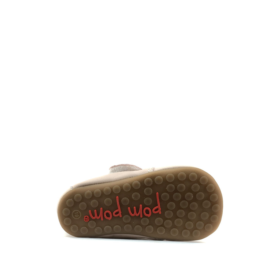 Leather velcro slipper pink