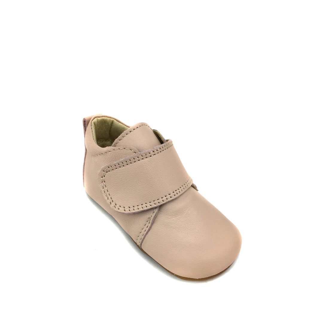 Leather velcro slipper pink