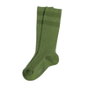 Shiny green high socks with 2 stripes