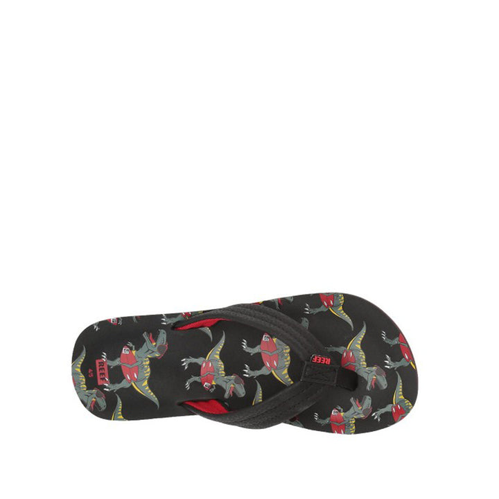 Zwarte teenslipper met dino print