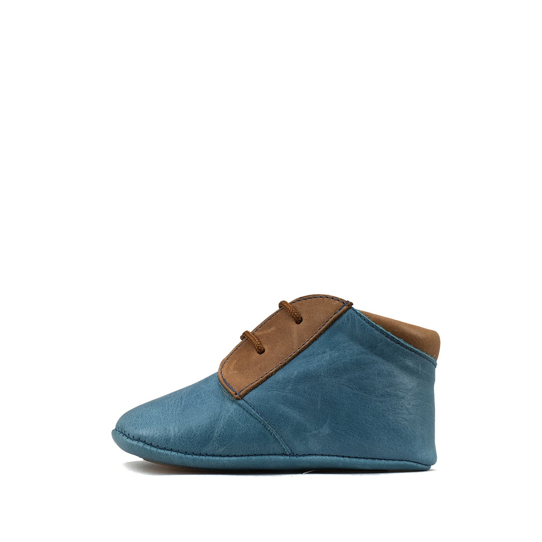 Prestapper in combi blauw en cognac