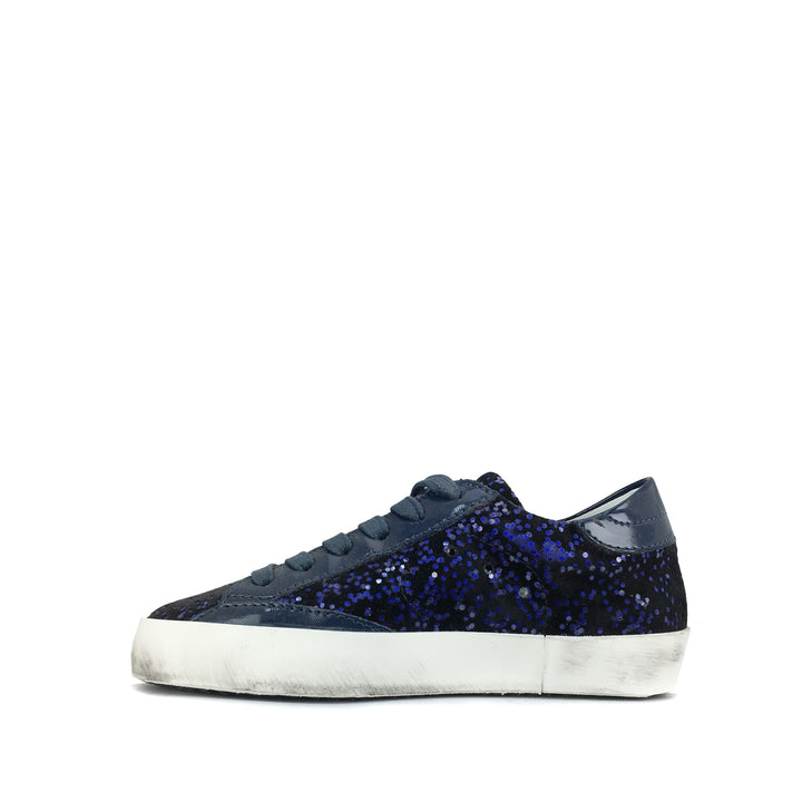 Blauwe velvet glitter sneaker