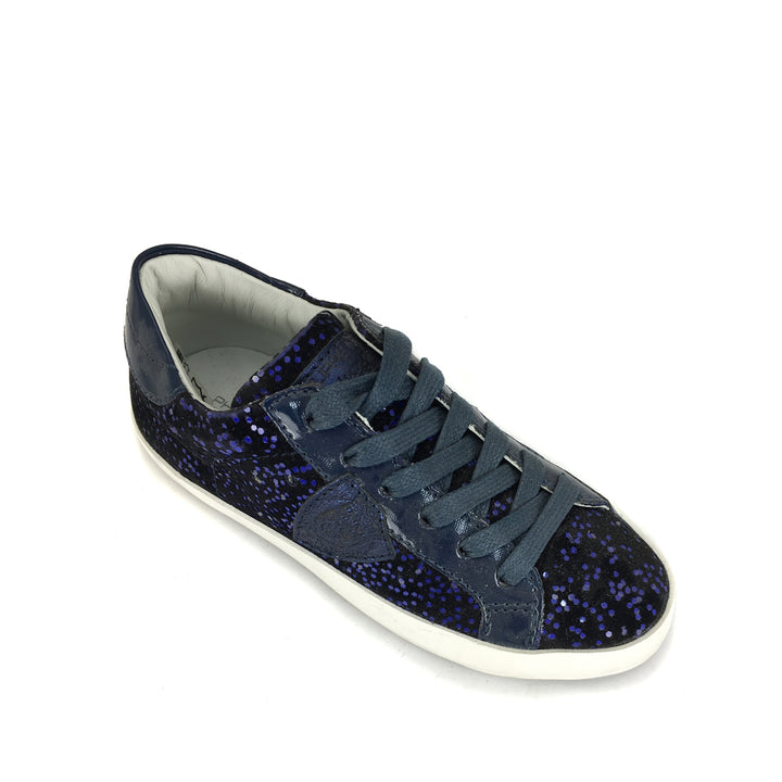 Blauwe velvet glitter sneaker