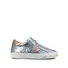 Glitter lace-up sneaker in silver and rose