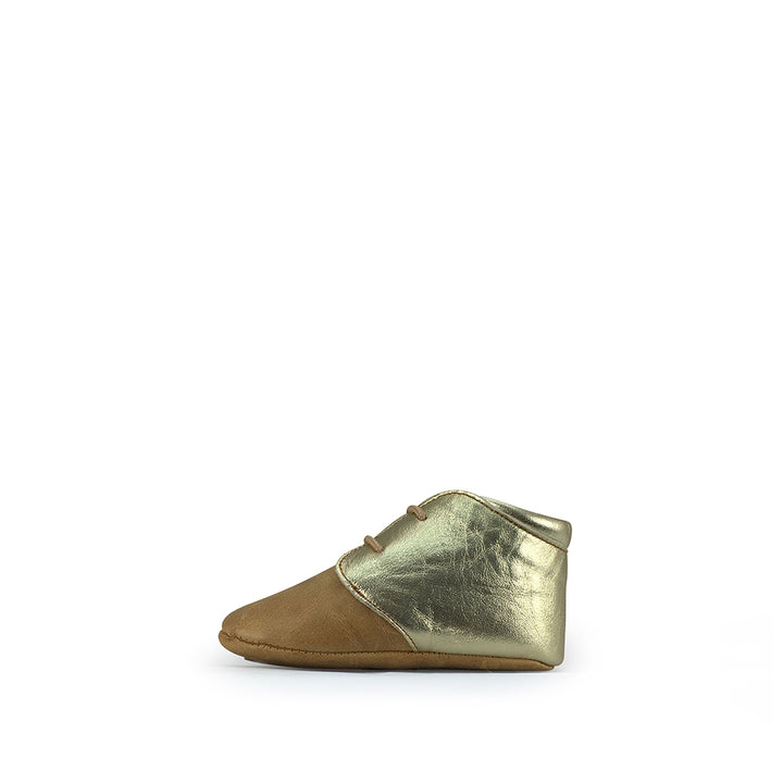 Préstap shoe in cognac and gold