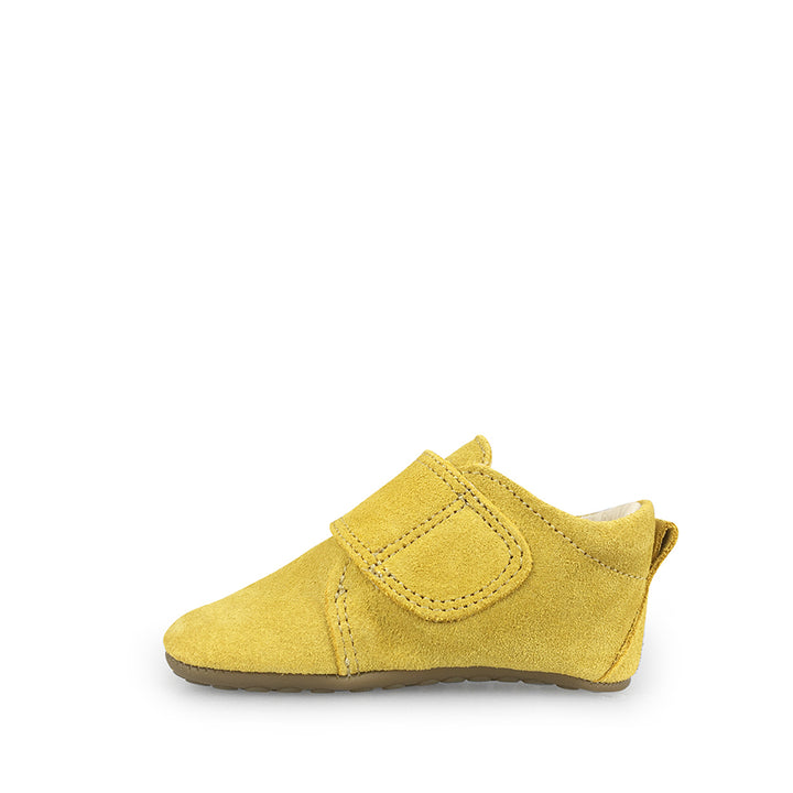 Leather velcro slipper mustard