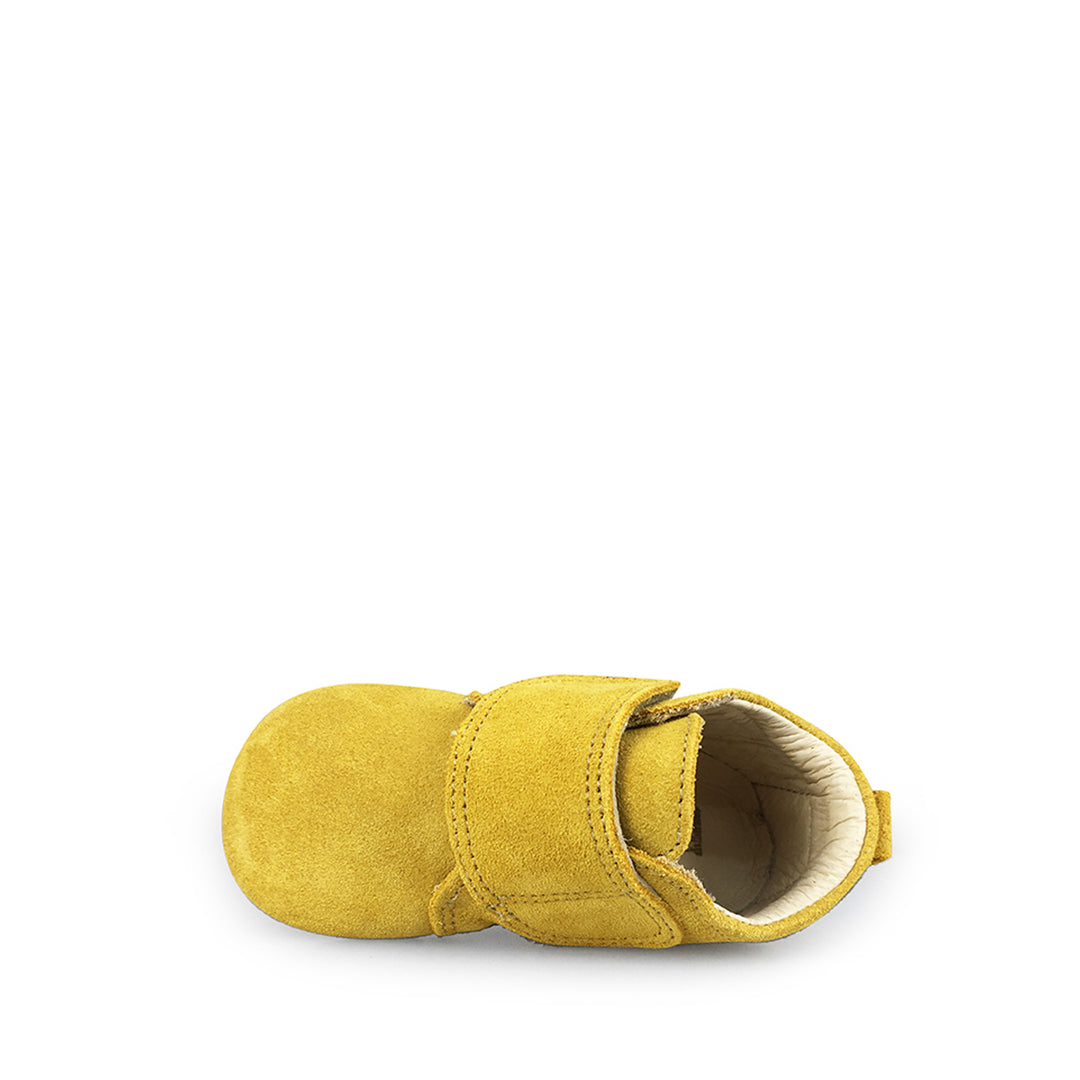 Leather velcro slipper mustard