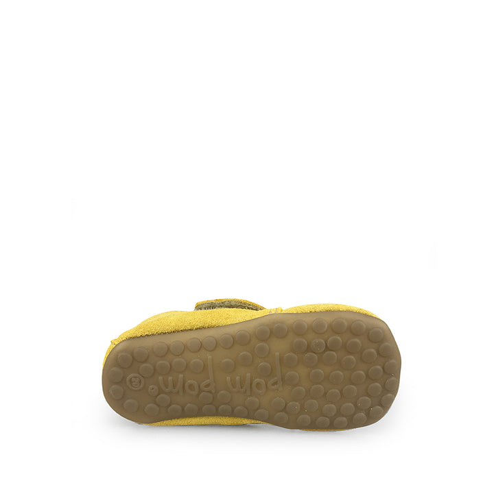 Leather velcro slipper mustard