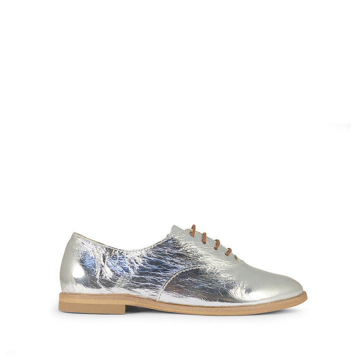 Silver lace-up shoe