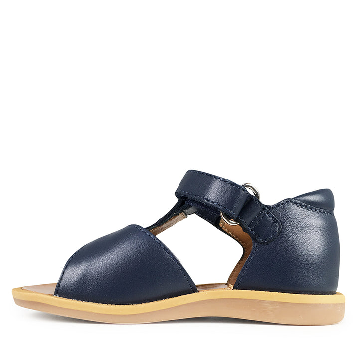 Blue sandal with closed heel