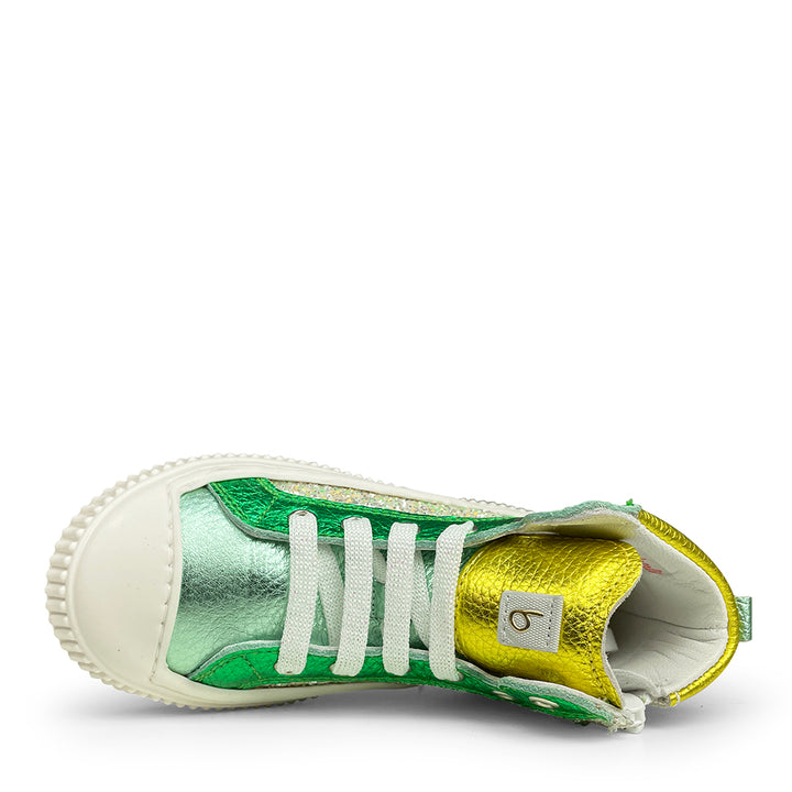 Sneaker glitter wit, geel en groen