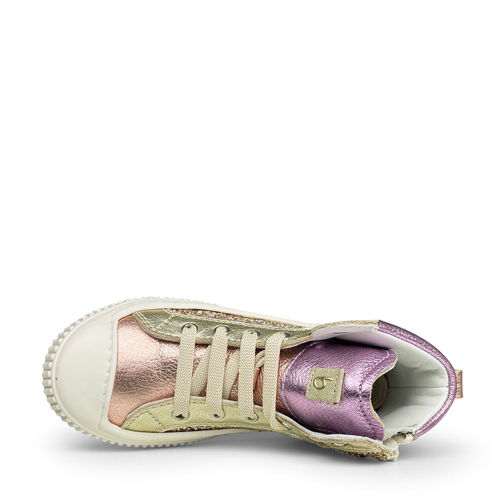 Sneaker glitter wit, goud en lila