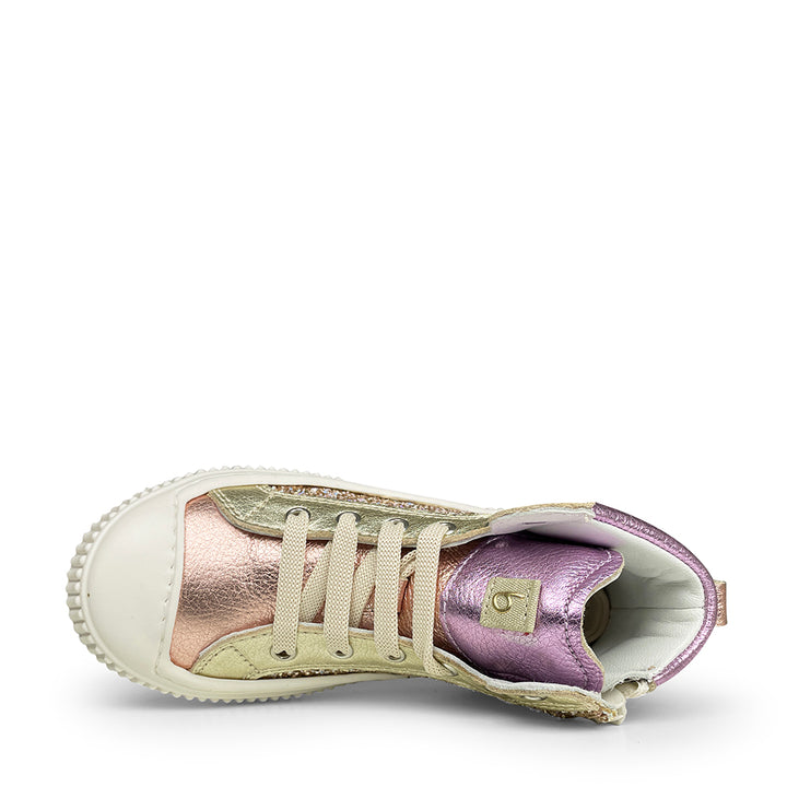 Sneaker glitter wit, goud en lila