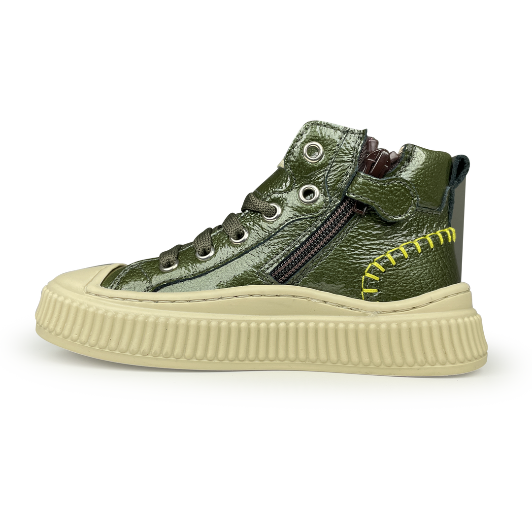 Sneaker groen met stiksels