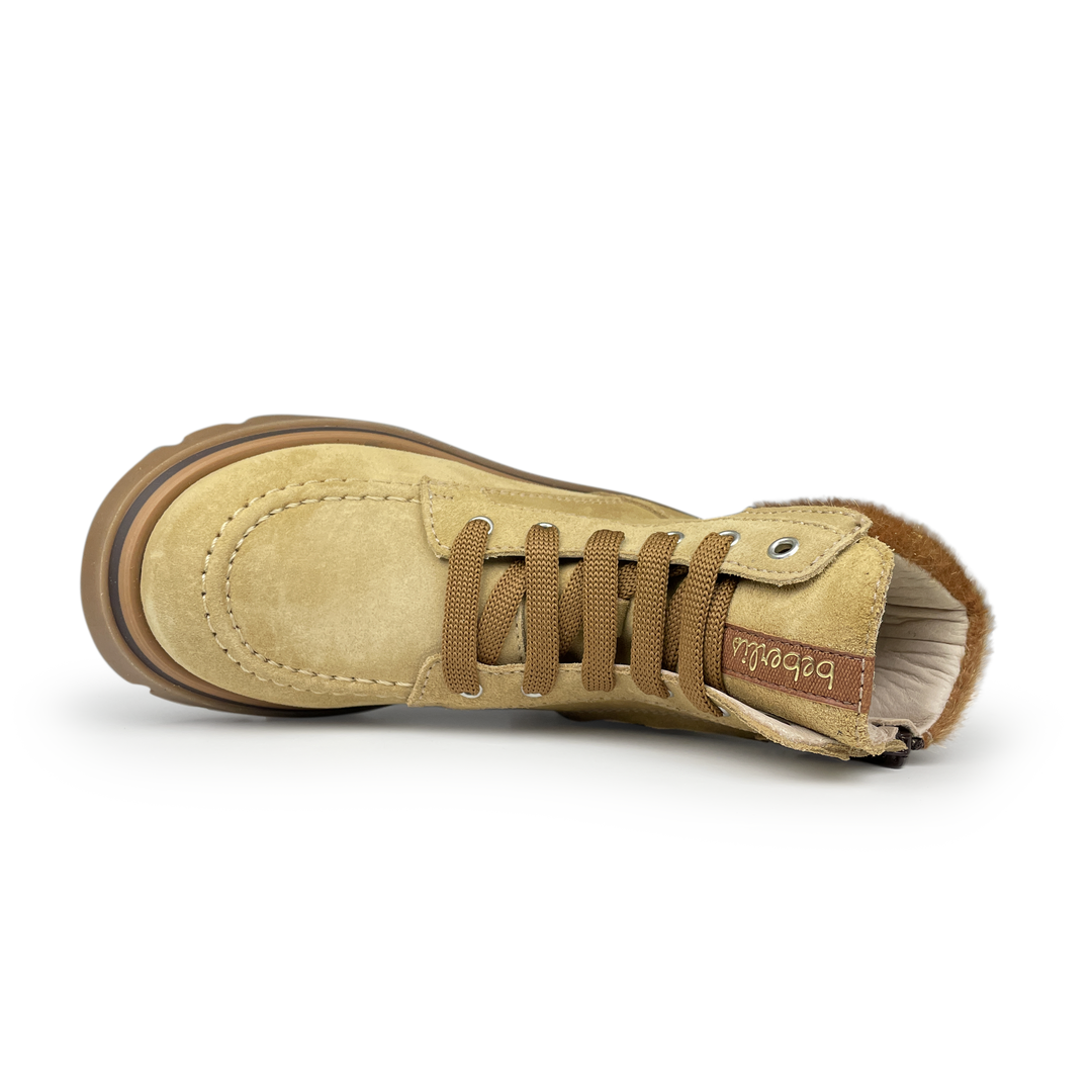 Bottine camel met bont